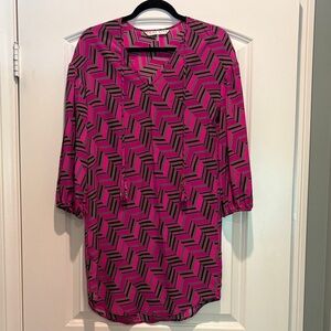 Trina Turk Fuchsia and Black Chevron Dress
